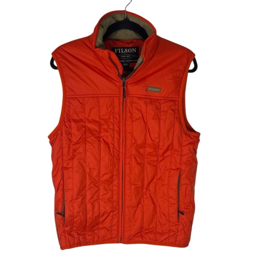 Filson men’s pheasant red primaloft lightweight puffer vest small